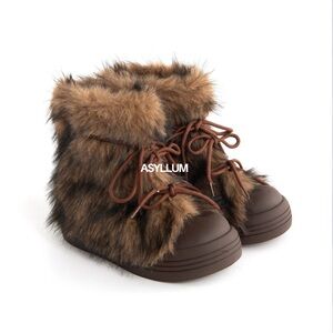 Asyllum Faux Fur Brown Winter Boots with Laces